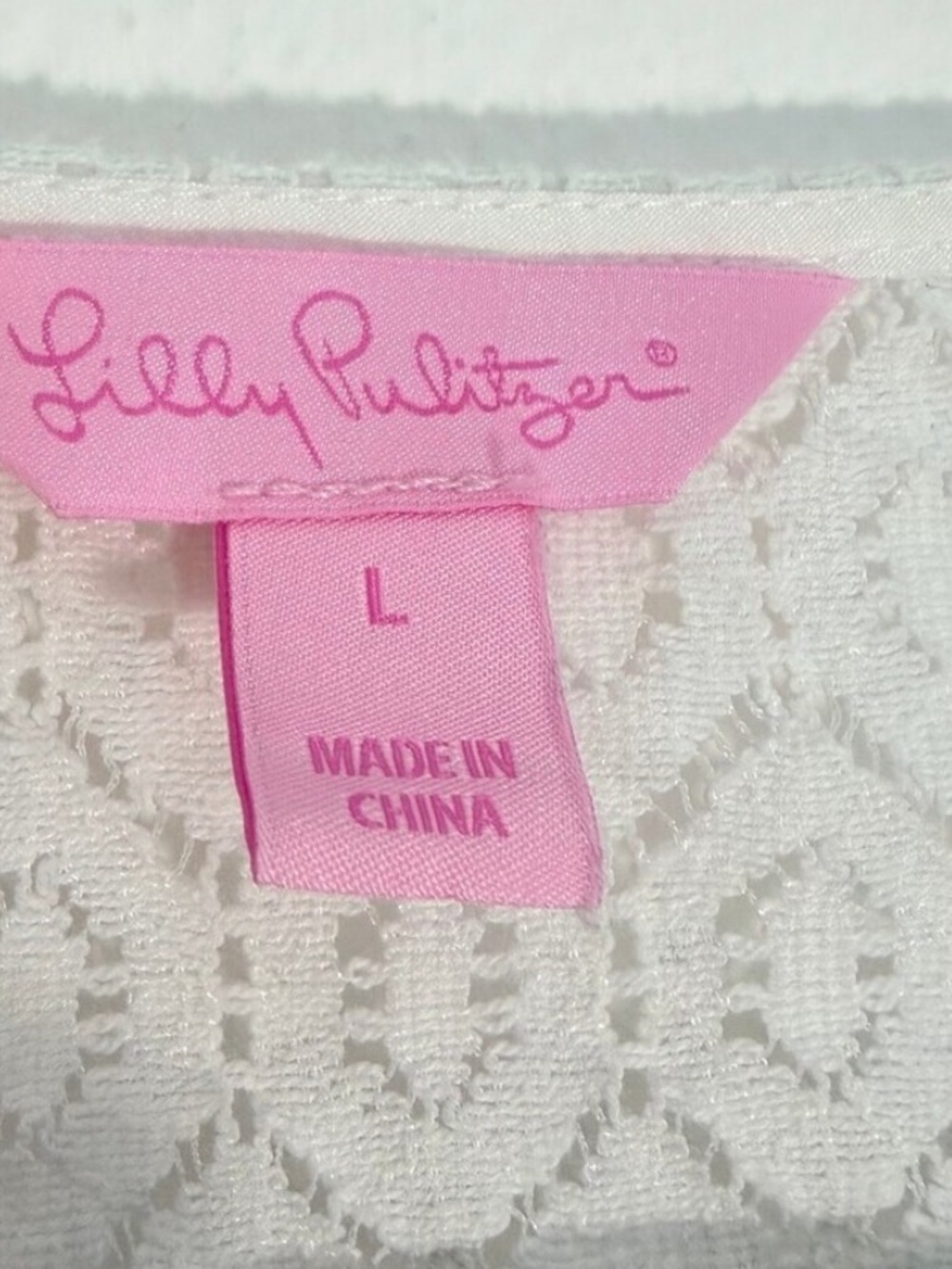 NWT Lilly Pulitzer Size L White Lace Peplum V Neck Flutter Sleeve Blouse - Picture 5 of 7